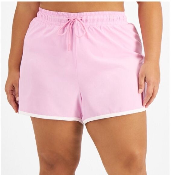 IDEOLOGY Womens Pink Lined Drawstring Waist Running Shorts Shorts Plus, short - Picture 1 of 10